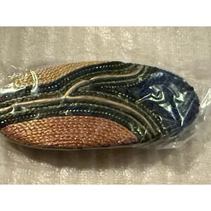 Large Raffia Style Braided Hair Barrette Metal Clip Made In Philippines